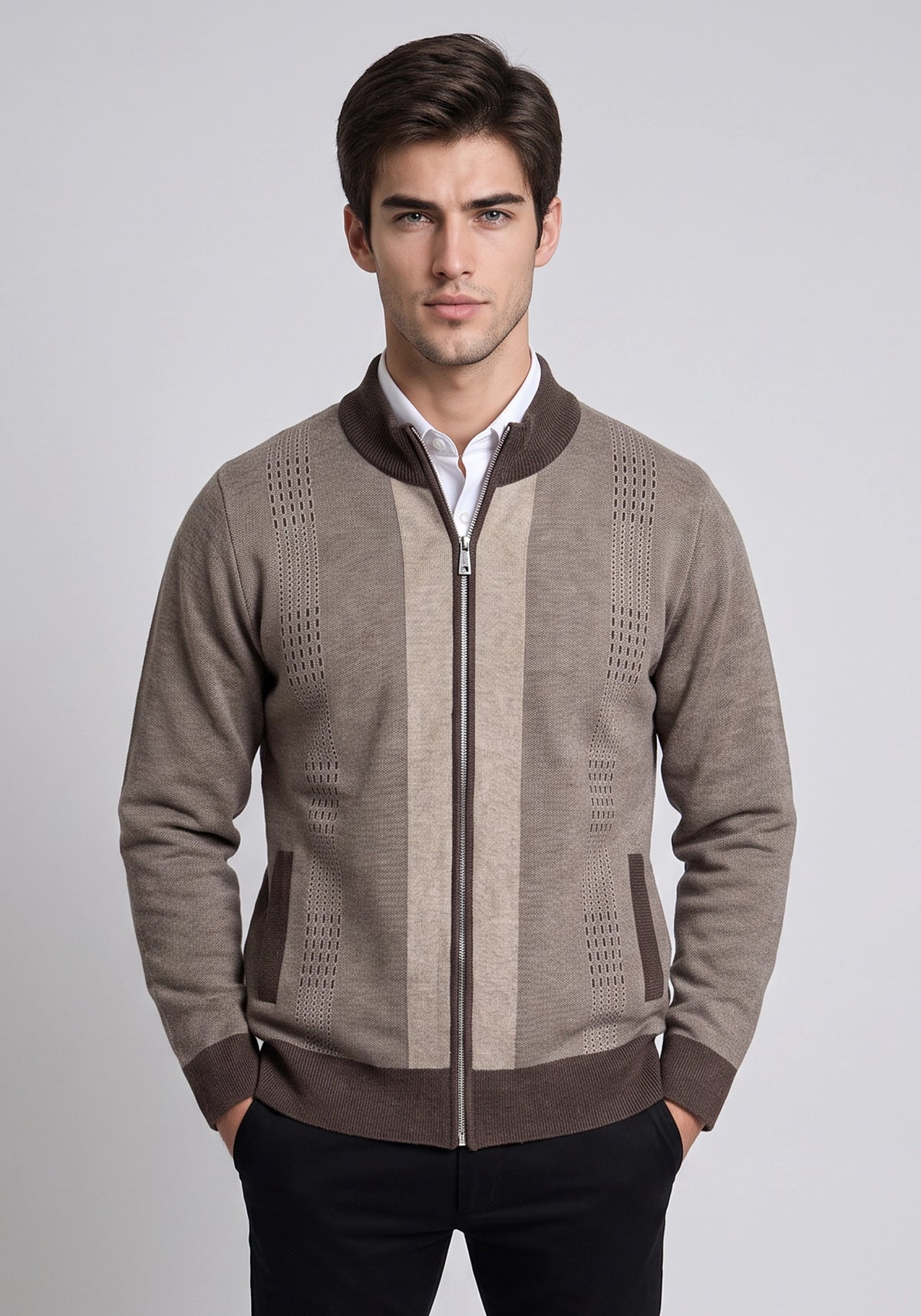 Soft Acrylic Wool L Brown Zipper