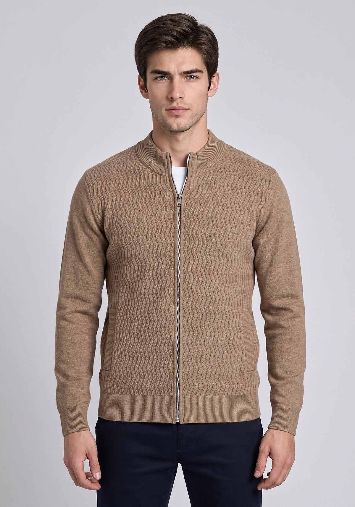 Soft Acrylic Wool Lt Brown Zipper