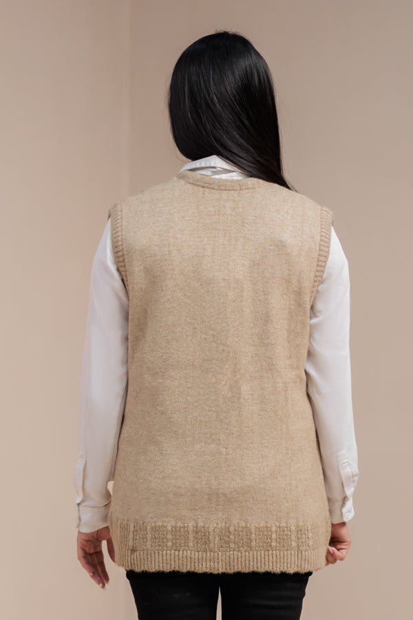 Soft Acrylic Wool Sleeveless Cardigan
