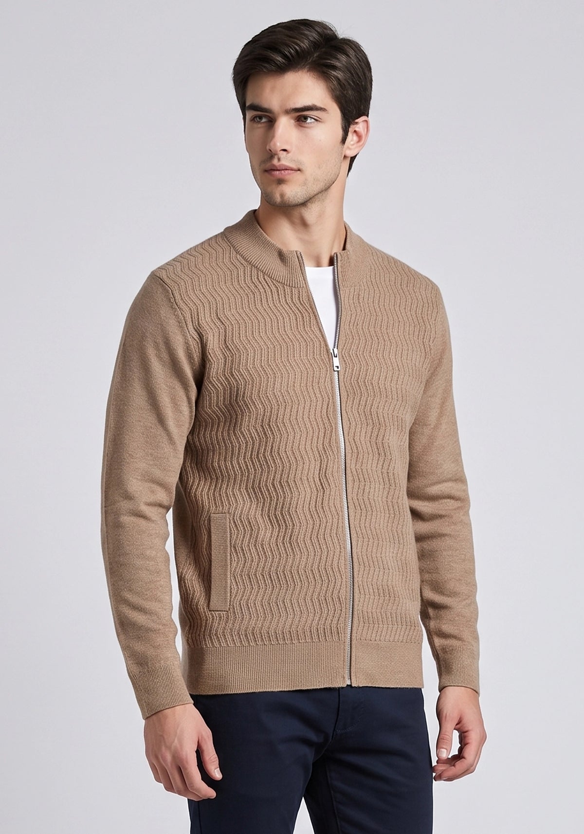 Soft Acrylic Wool Lt Brown Zipper
