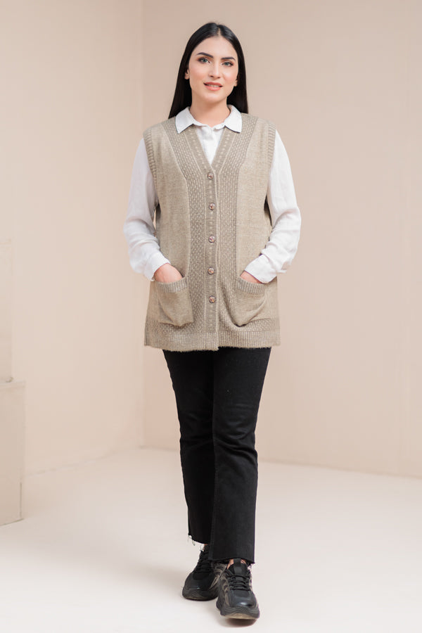Soft Acrylic Wool Sleeveless Cardigan