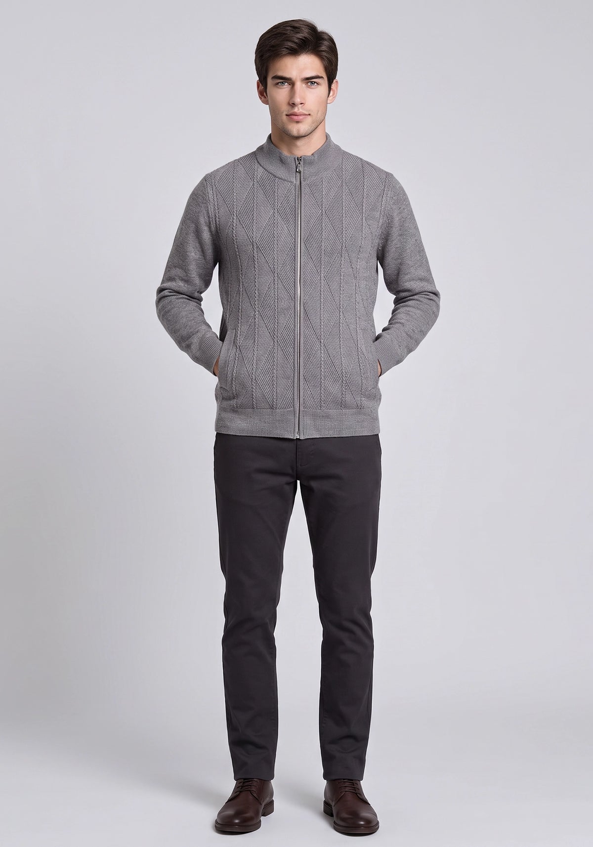 Soft Acrylic Wool Lt Gray Zipper