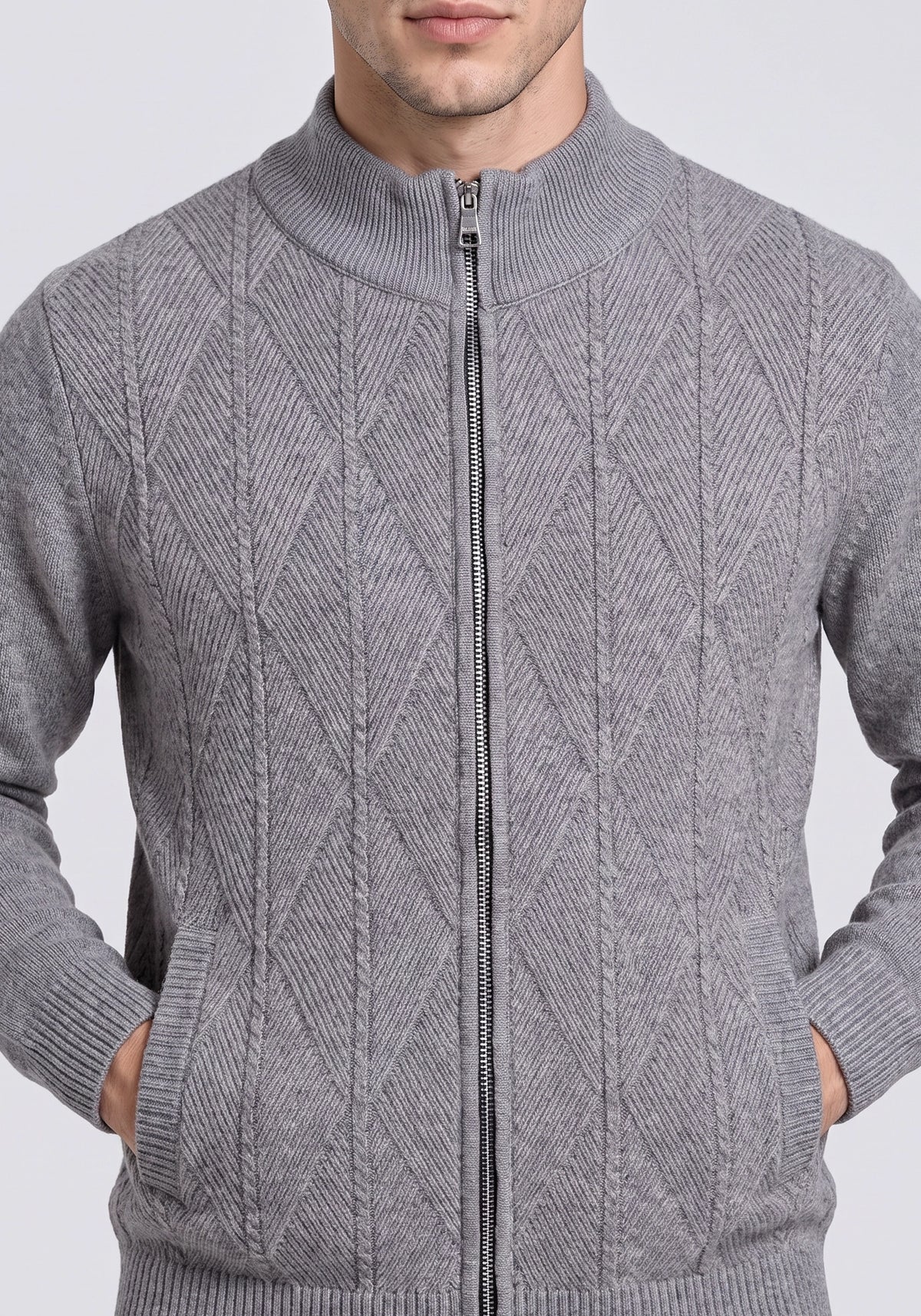 Soft Acrylic Wool Lt Gray Zipper