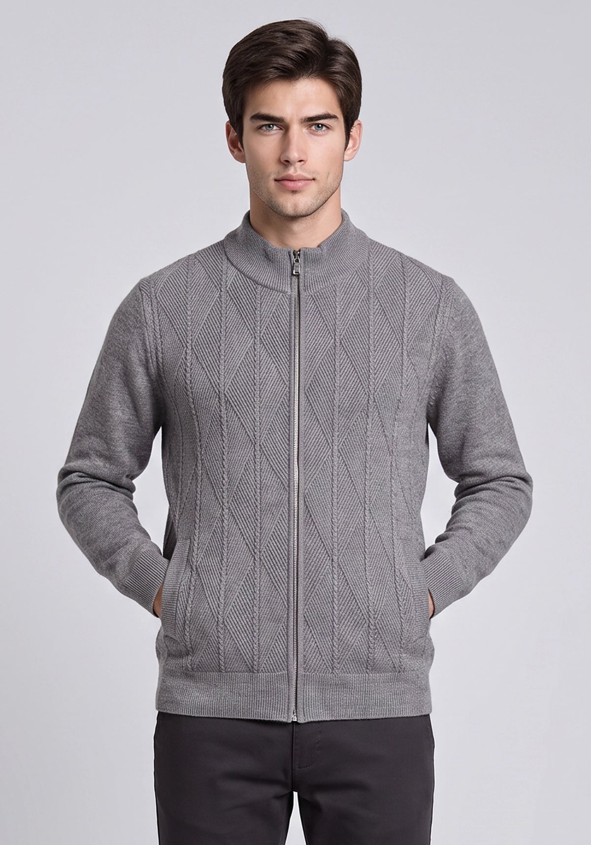 Soft Acrylic Wool Lt Gray Zipper