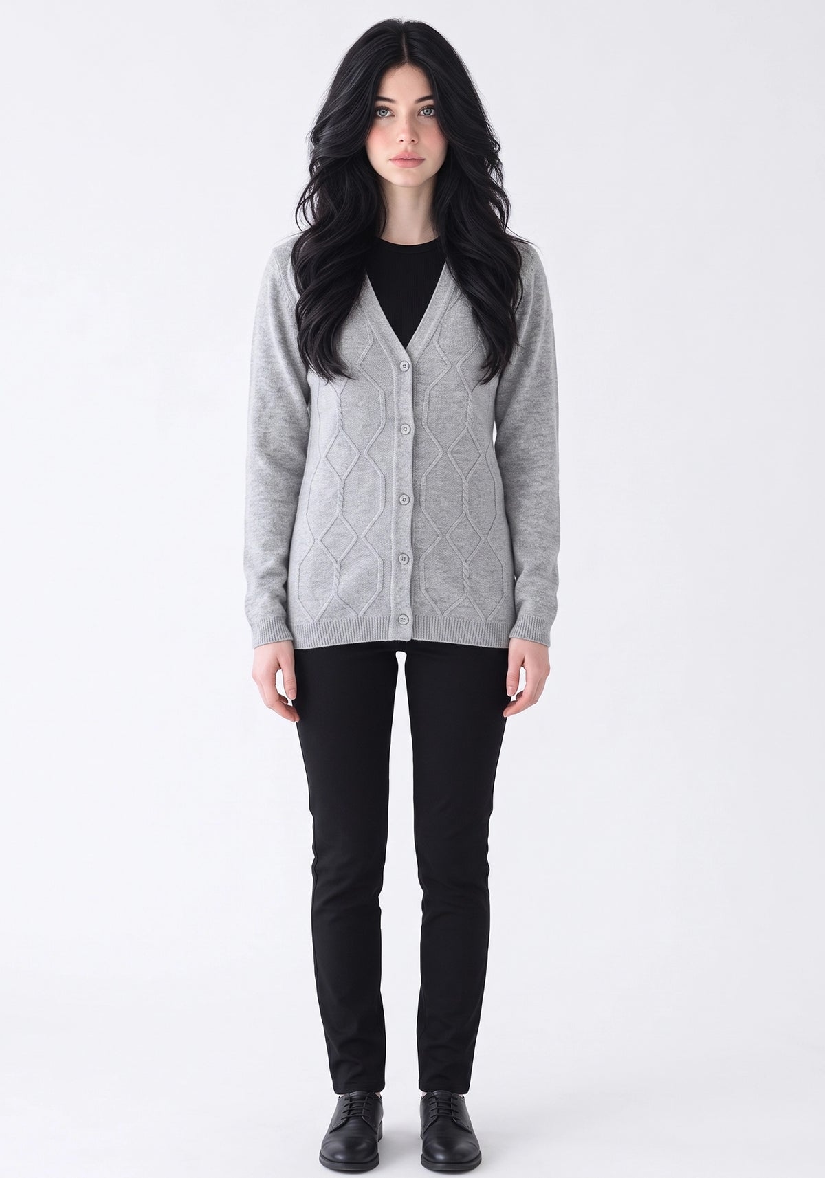 100% Lambswool Lt Gray Cardigan