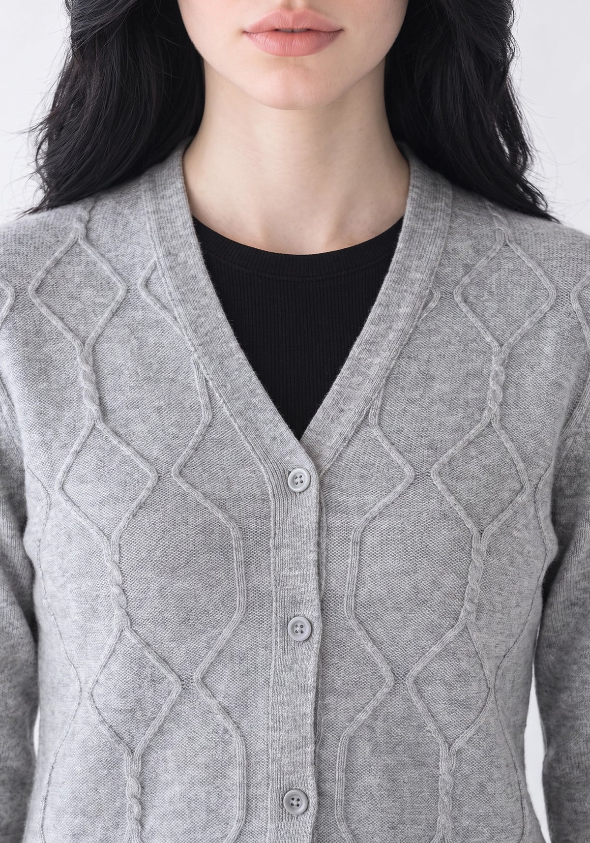 100% Lambswool Lt Gray Cardigan