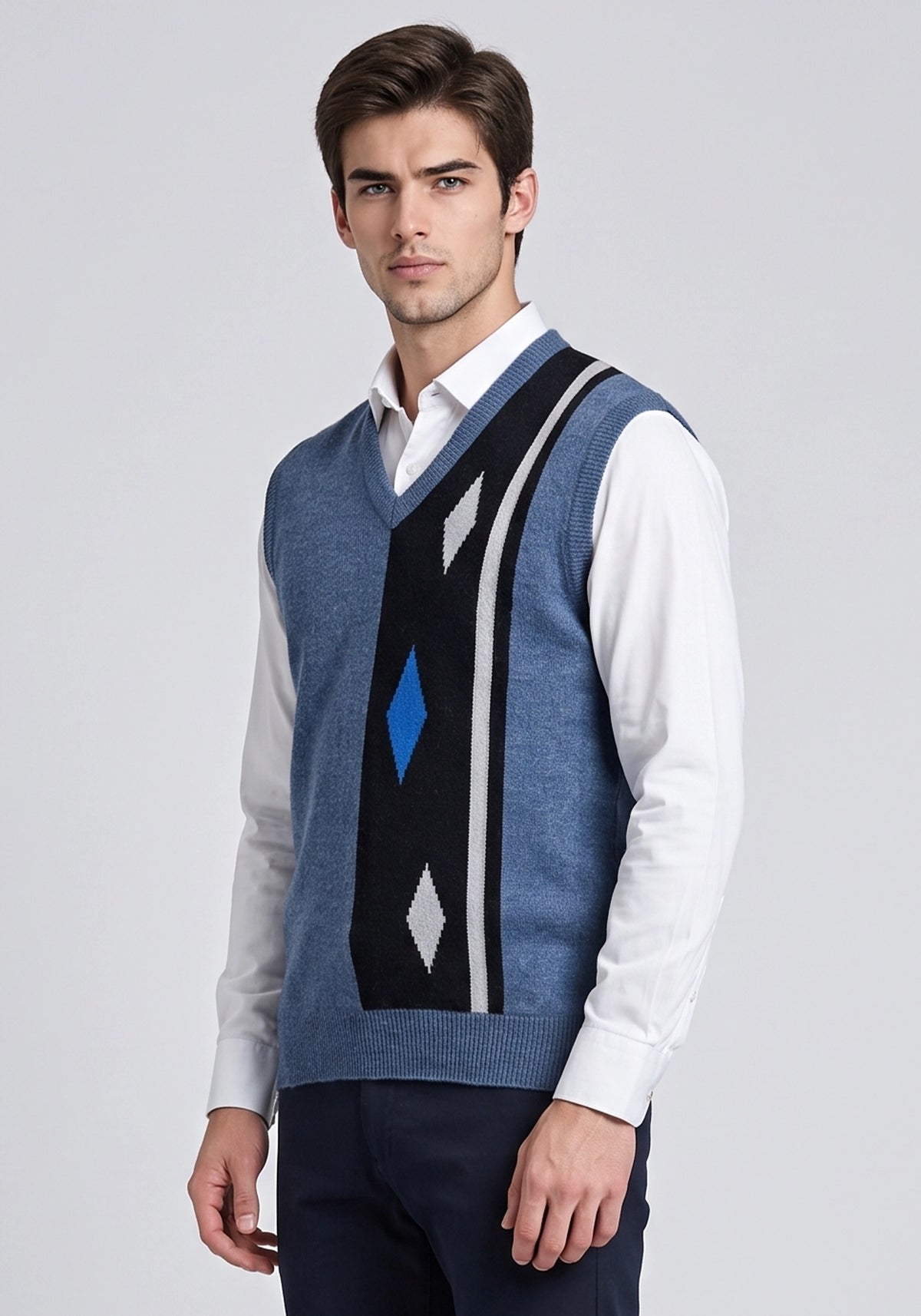 100% Lambswool Rhapsody Blue Sleeveless