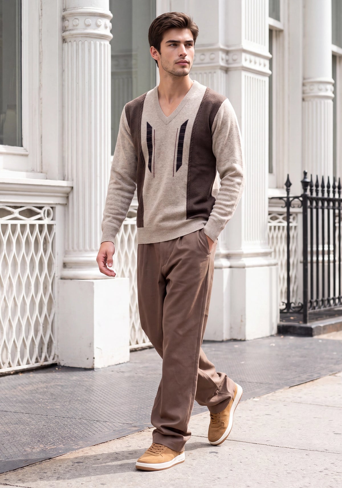 100% Lambswool Lt Beige Mix Pullover