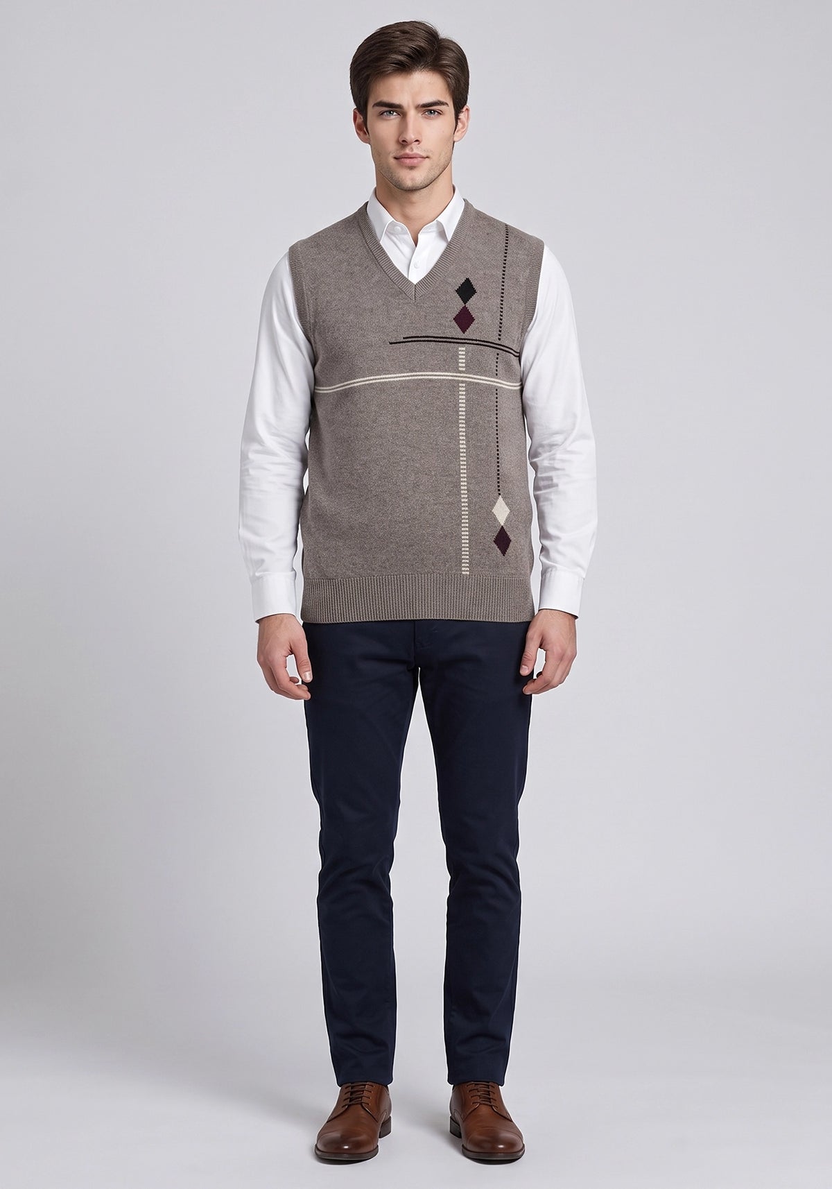 100% Lambswool Lt Brown Mix Sleeveless