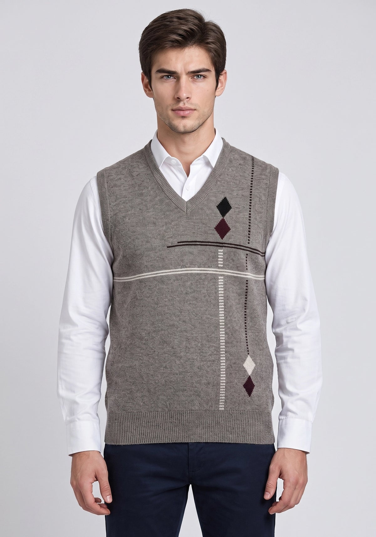 100% Lambswool Lt Brown Mix Sleeveless