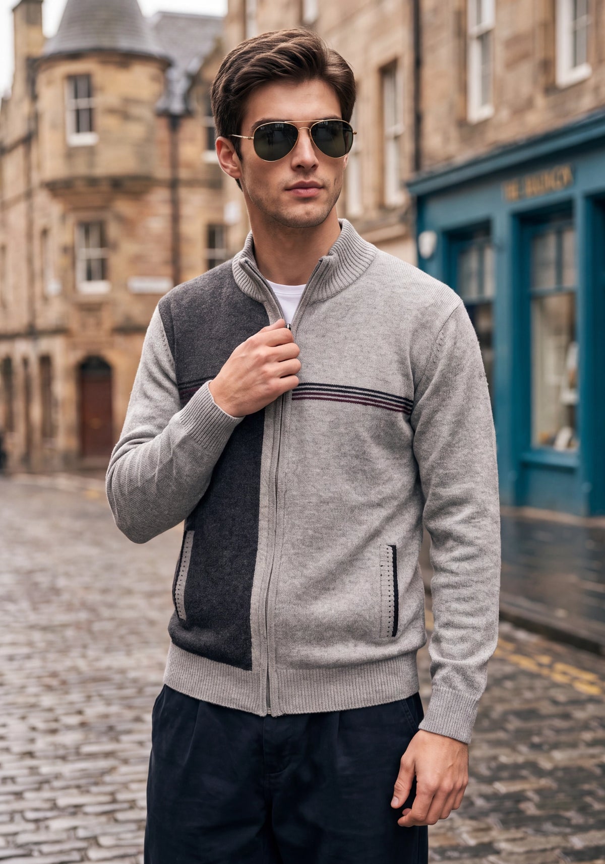 100% Lambswool Camel Mix Zipper