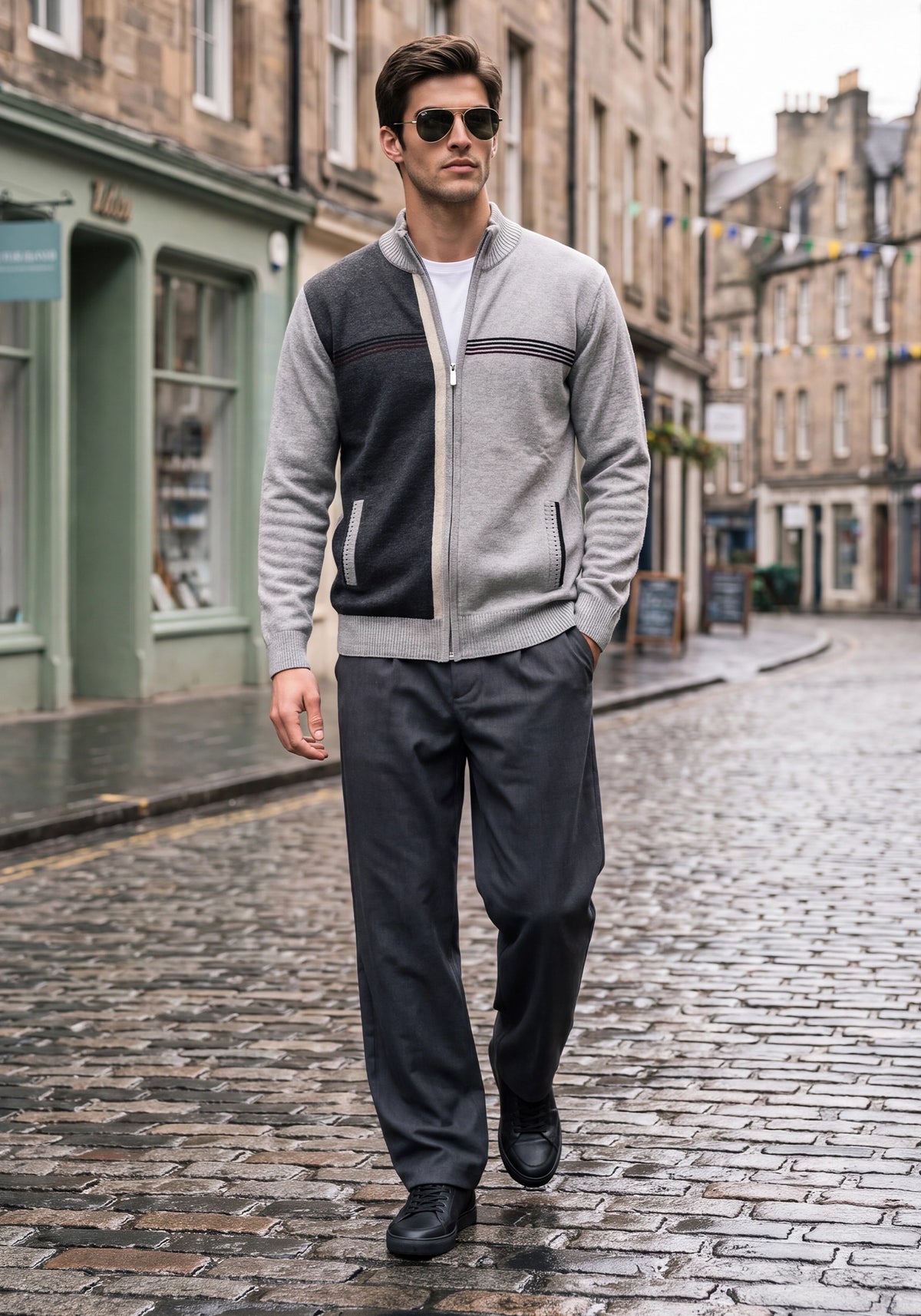 100% Lambswool Camel Mix Zipper