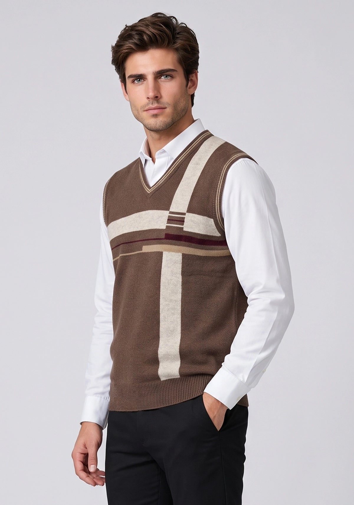 100% Lambswool Brown Sleeveless