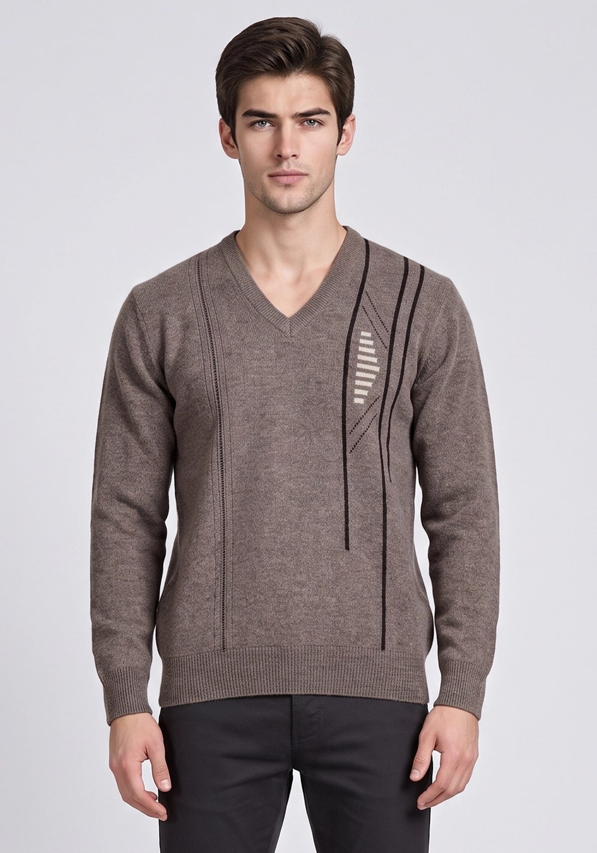 100% Lambswool Lt Leather Pullover