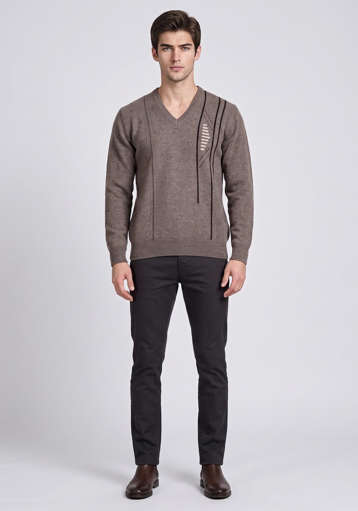 100% Lambswool Lt Leather Pullover