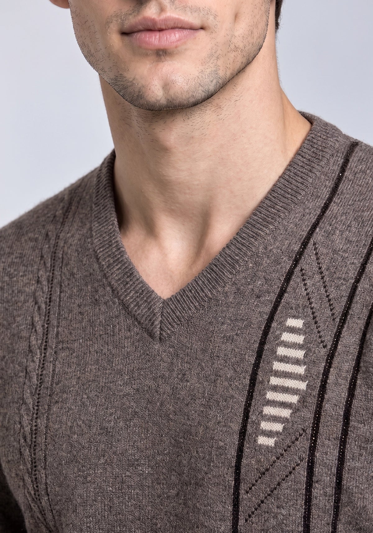 100% Lambswool Lt Leather Pullover