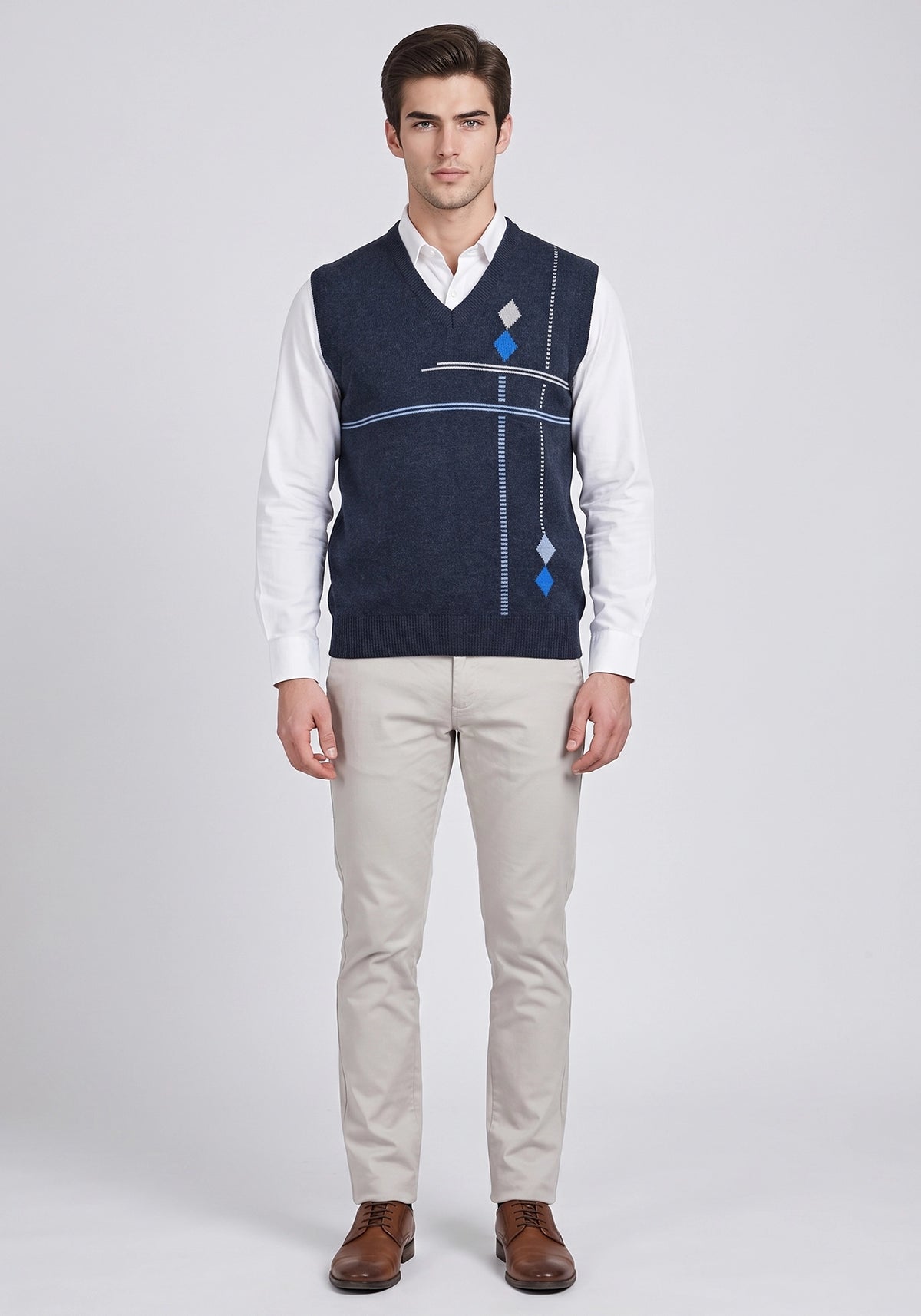 100% Lambswool Navy Sleeveless