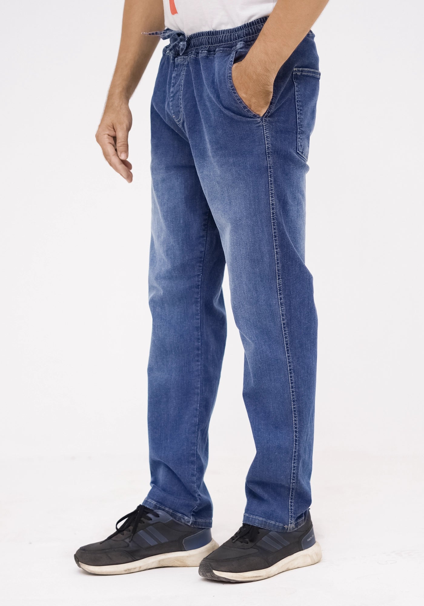 Men Relaxed Fit Drawstring Denim Jogger