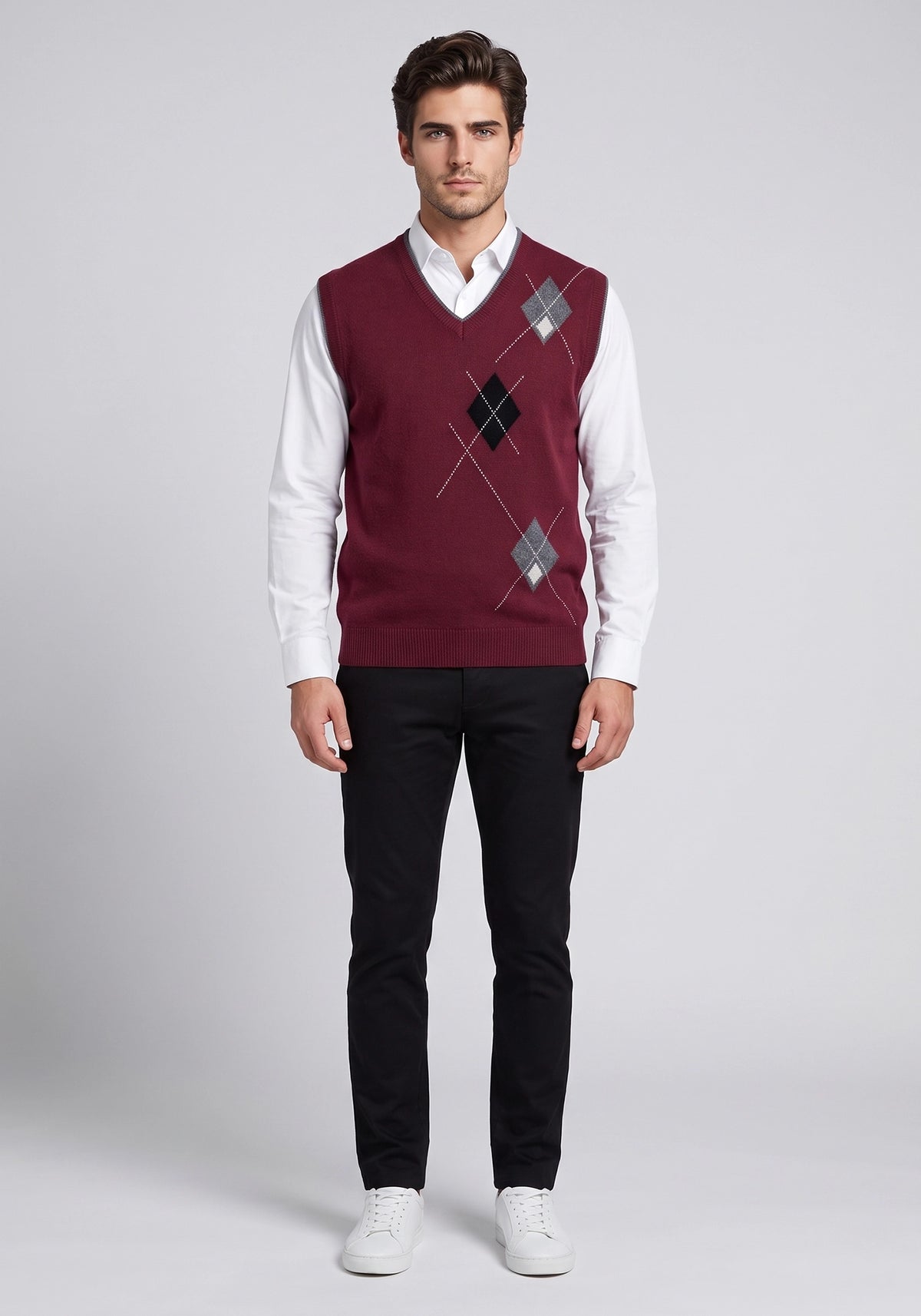 100% Lambswool Maroon Sleeveless