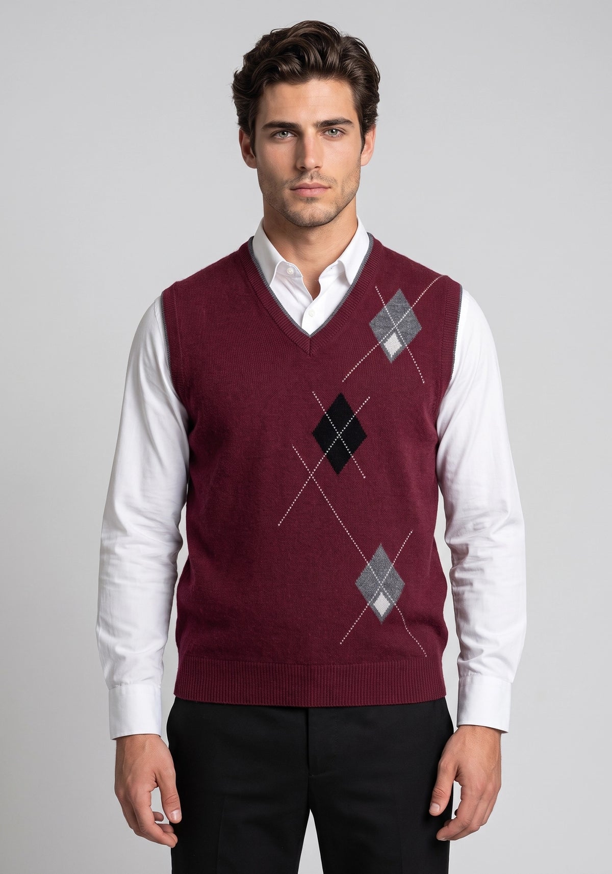 100% Lambswool Maroon Sleeveless