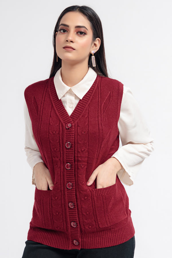 Acrylic Wool Sleeve Less Cardigan