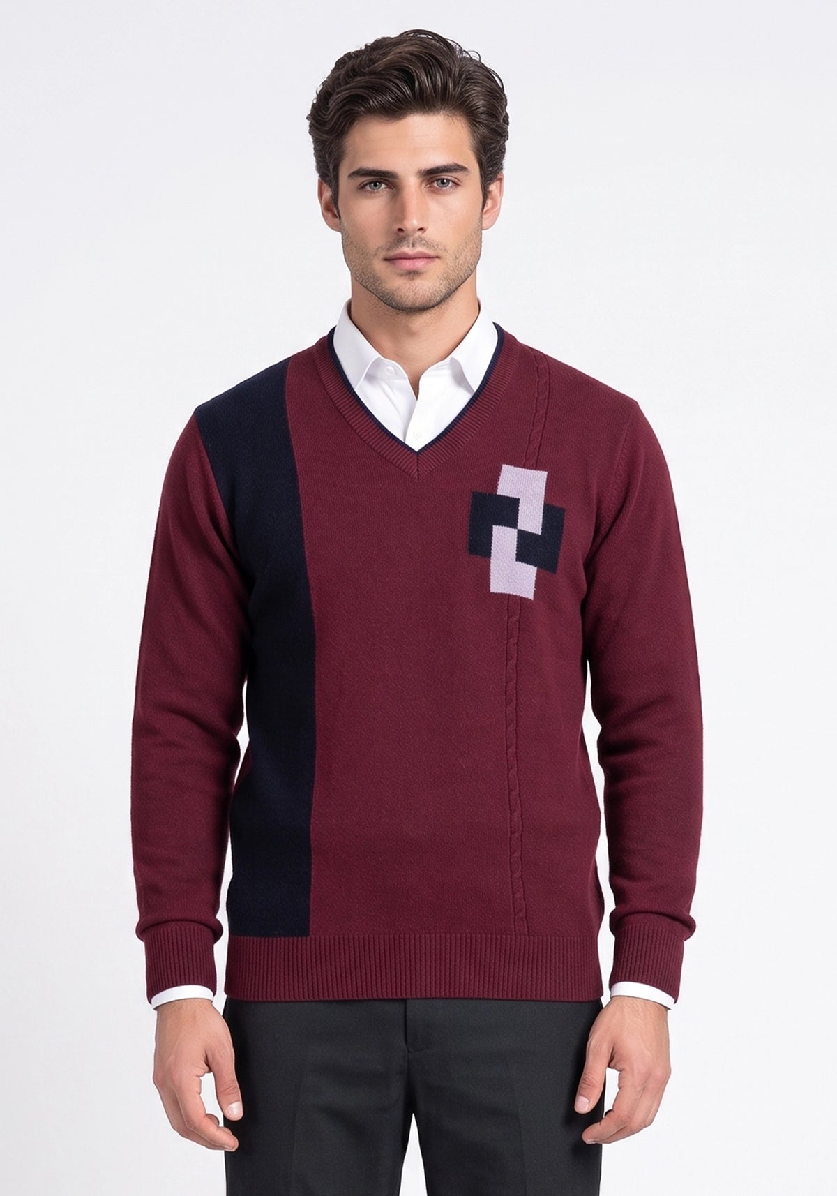 100% Lambswool Maroon Pullover