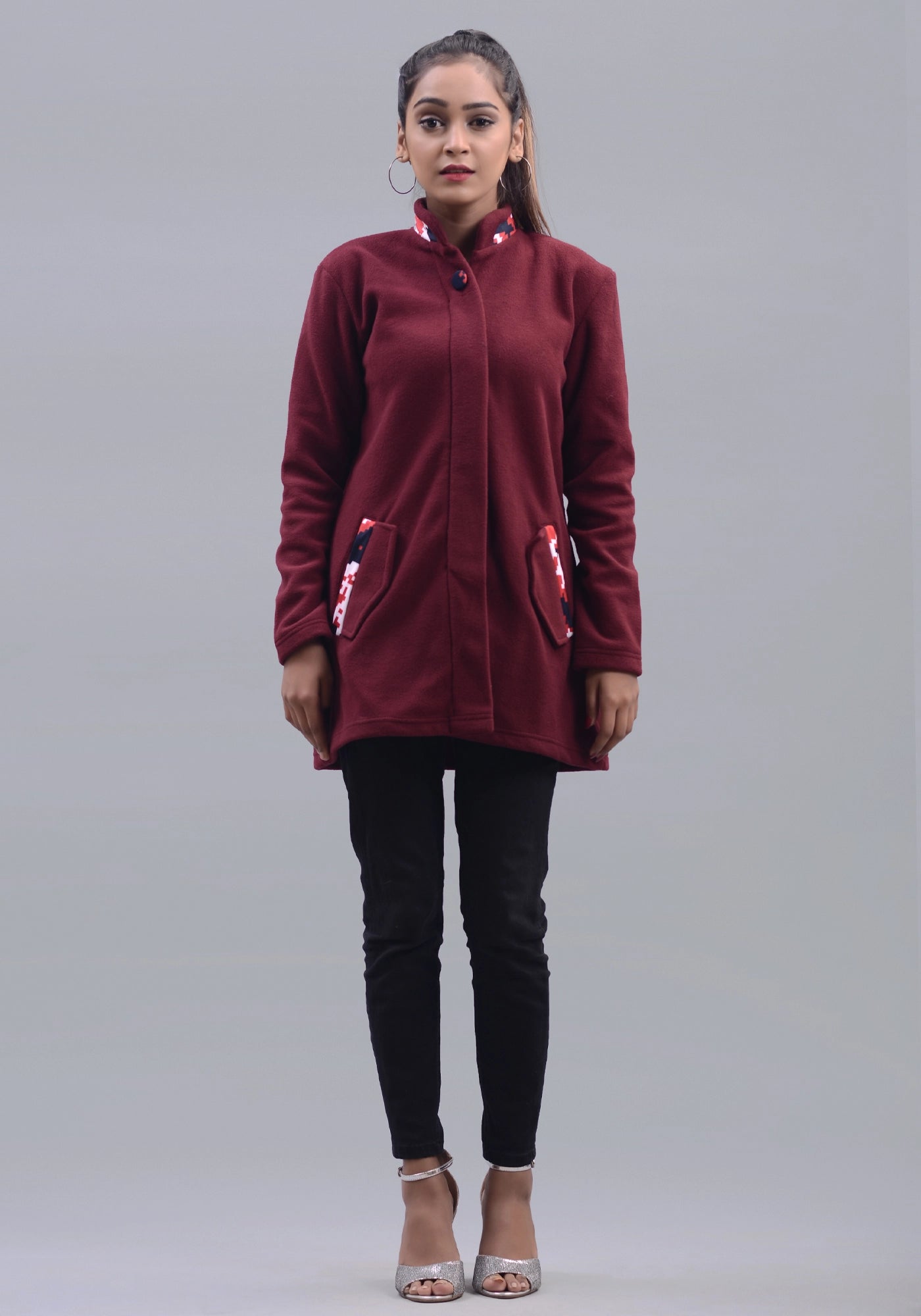 Ladies Maroon Polar Fleece Jacket