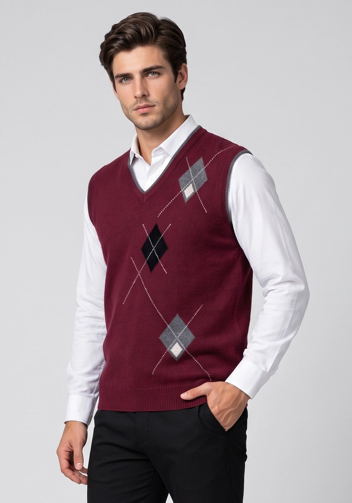 100% Lambswool Maroon Sleeveless