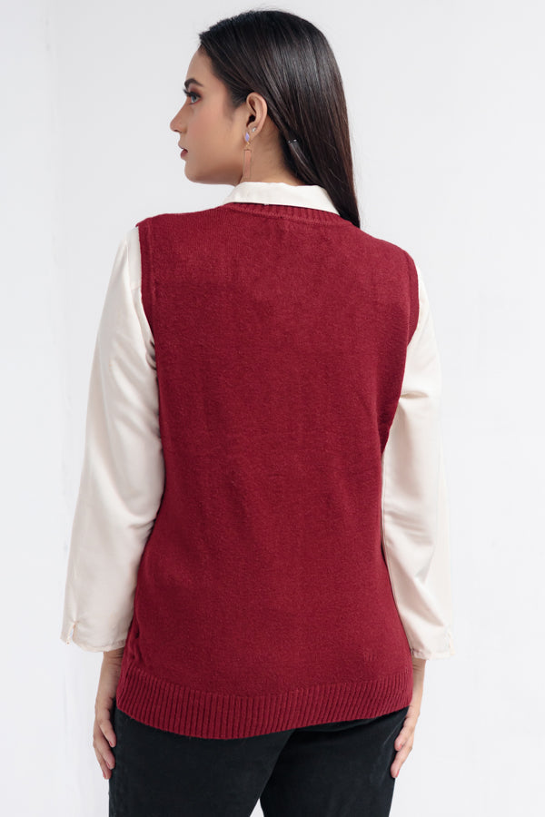 Acrylic Wool Sleeve Less Cardigan