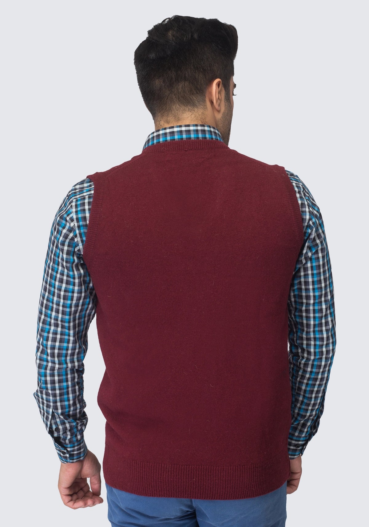 100% Lambswool Plain Maroon Sleeveless