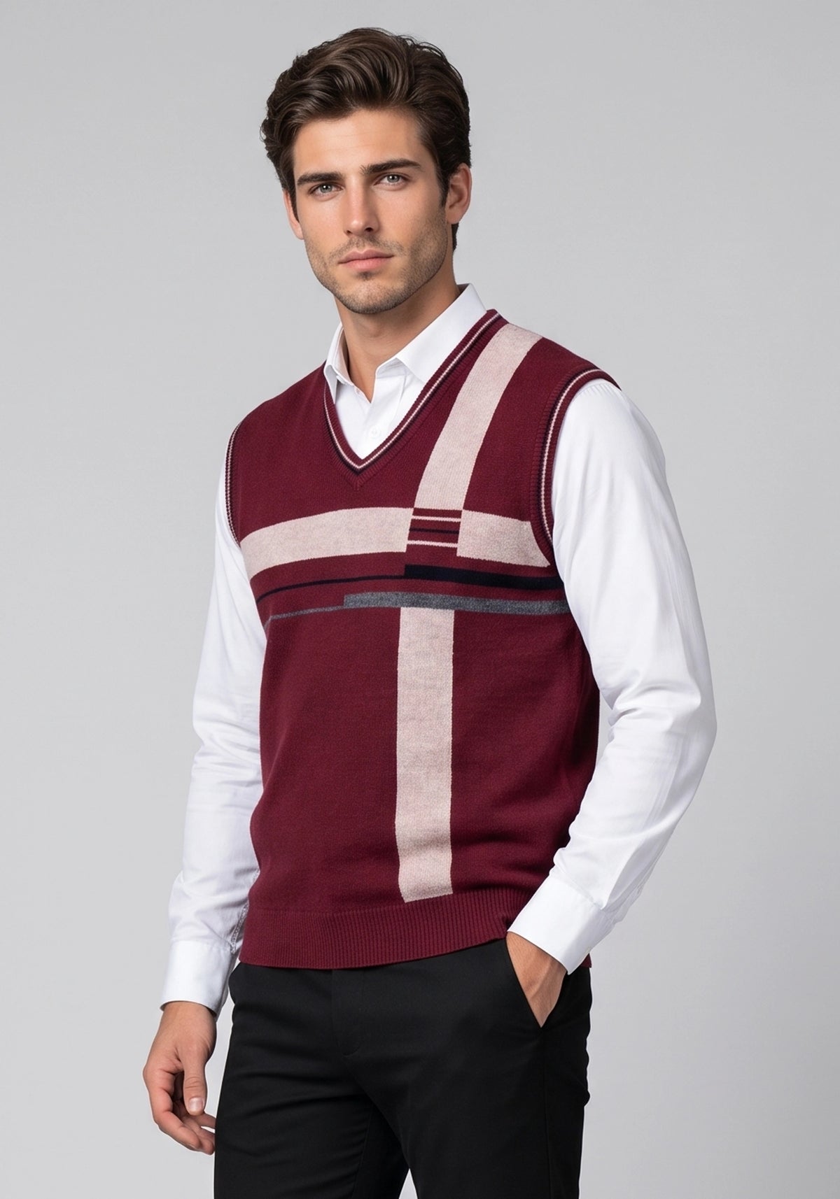 100% Lambswool Maroon Sleeveless