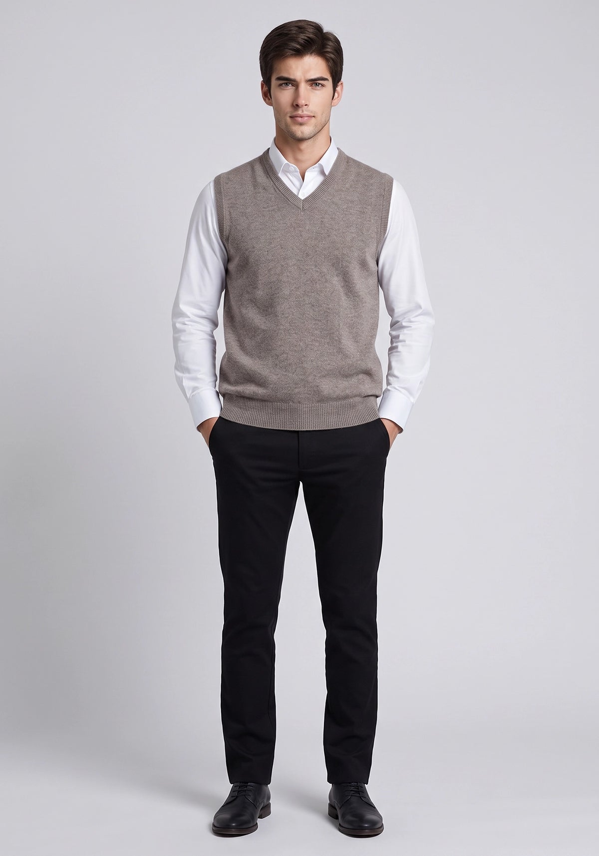 100% Lambswool Mushroom Plain Sleeveless