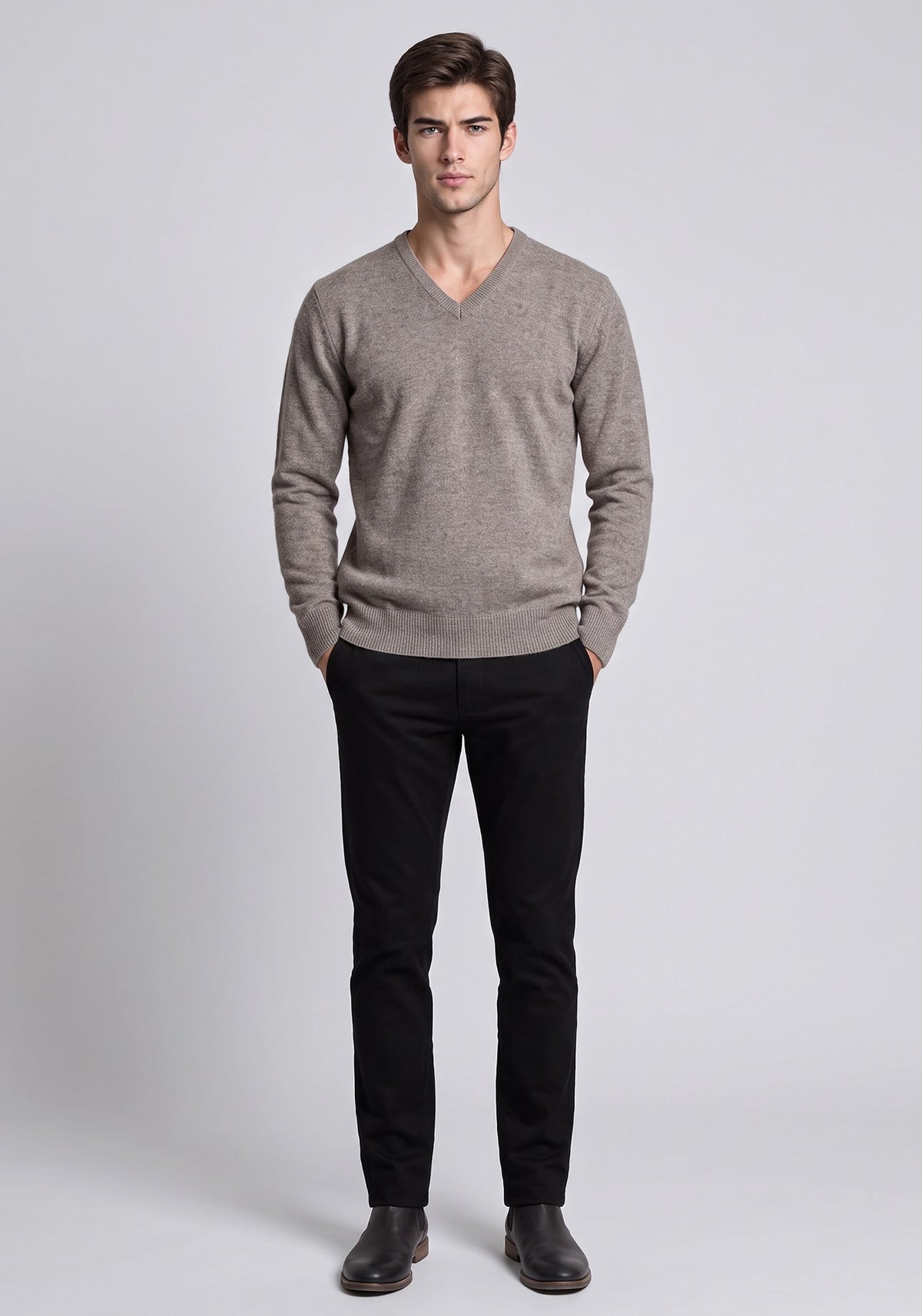 100% Lambswool Mushroom Plain Pullover