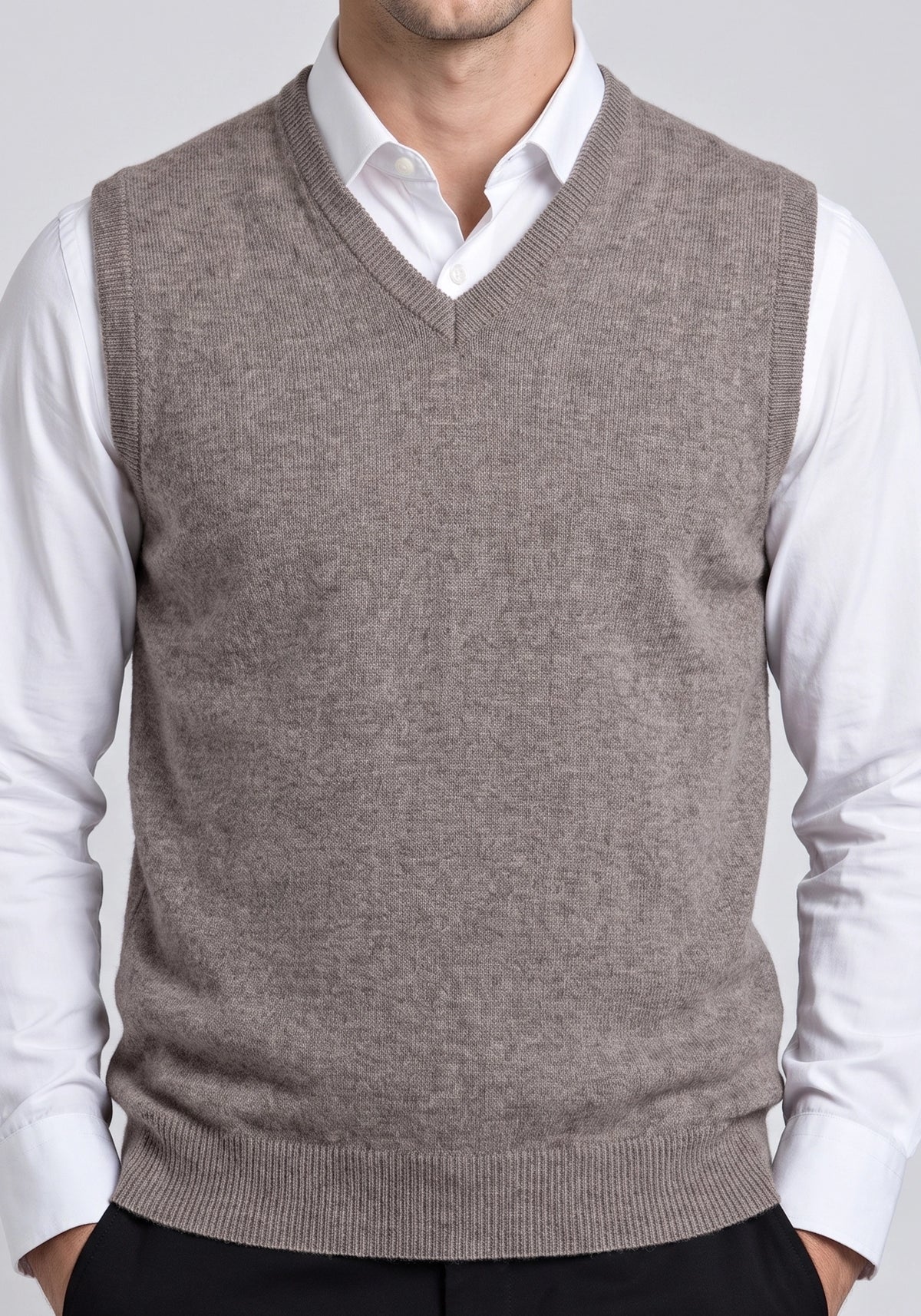 100% Lambswool Mushroom Plain Sleeveless