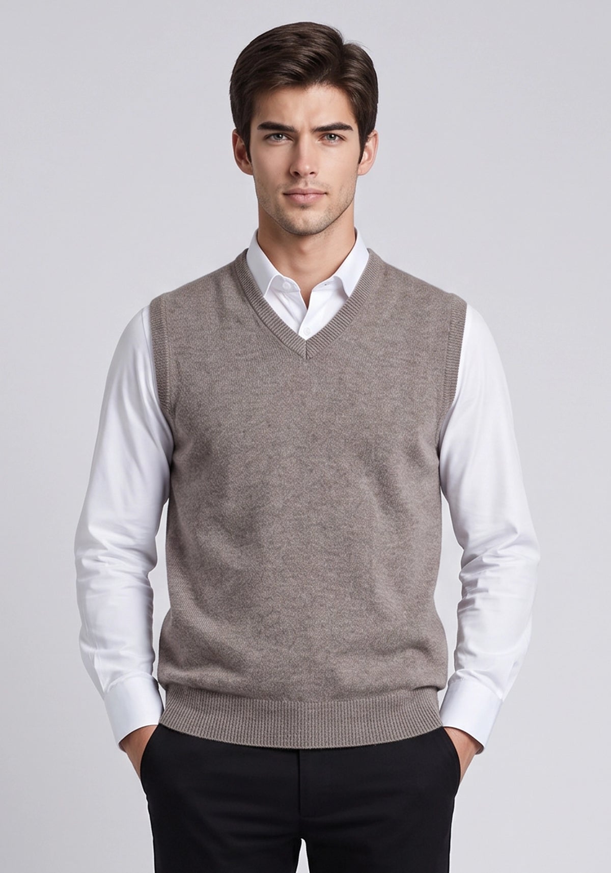 100% Lambswool Mushroom Plain Sleeveless