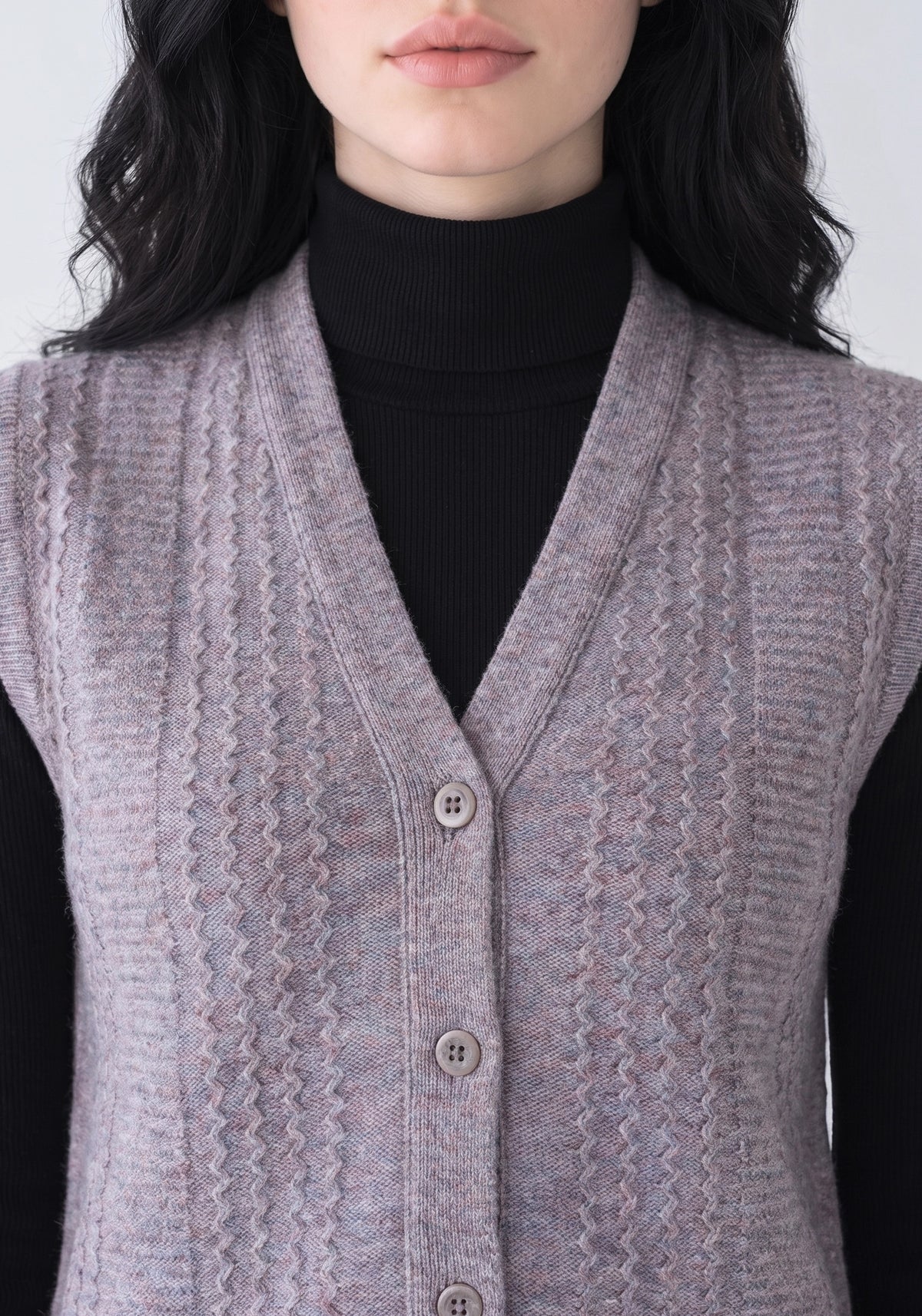 100% Lambswool Violet Purple Sleeveless Cardigan