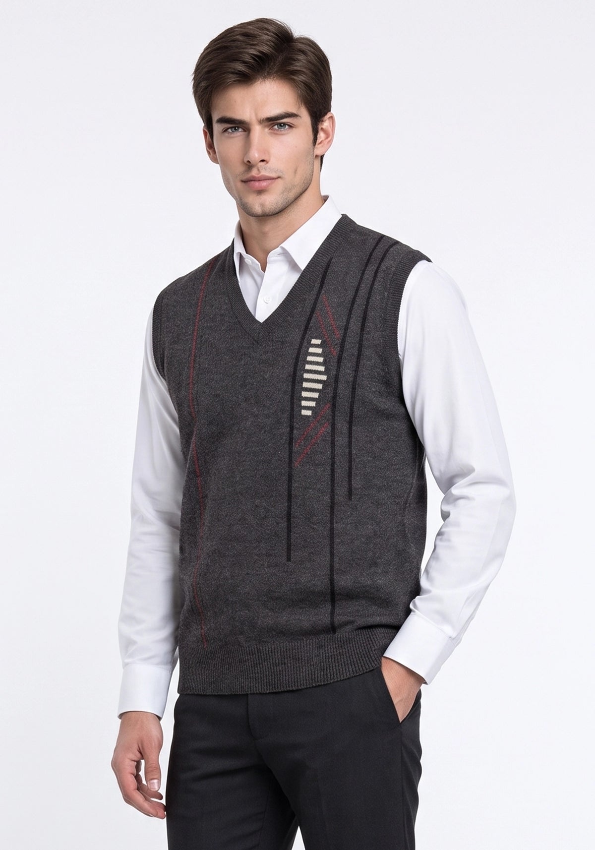 100% Lambswool Charcoal Black Sleeveless