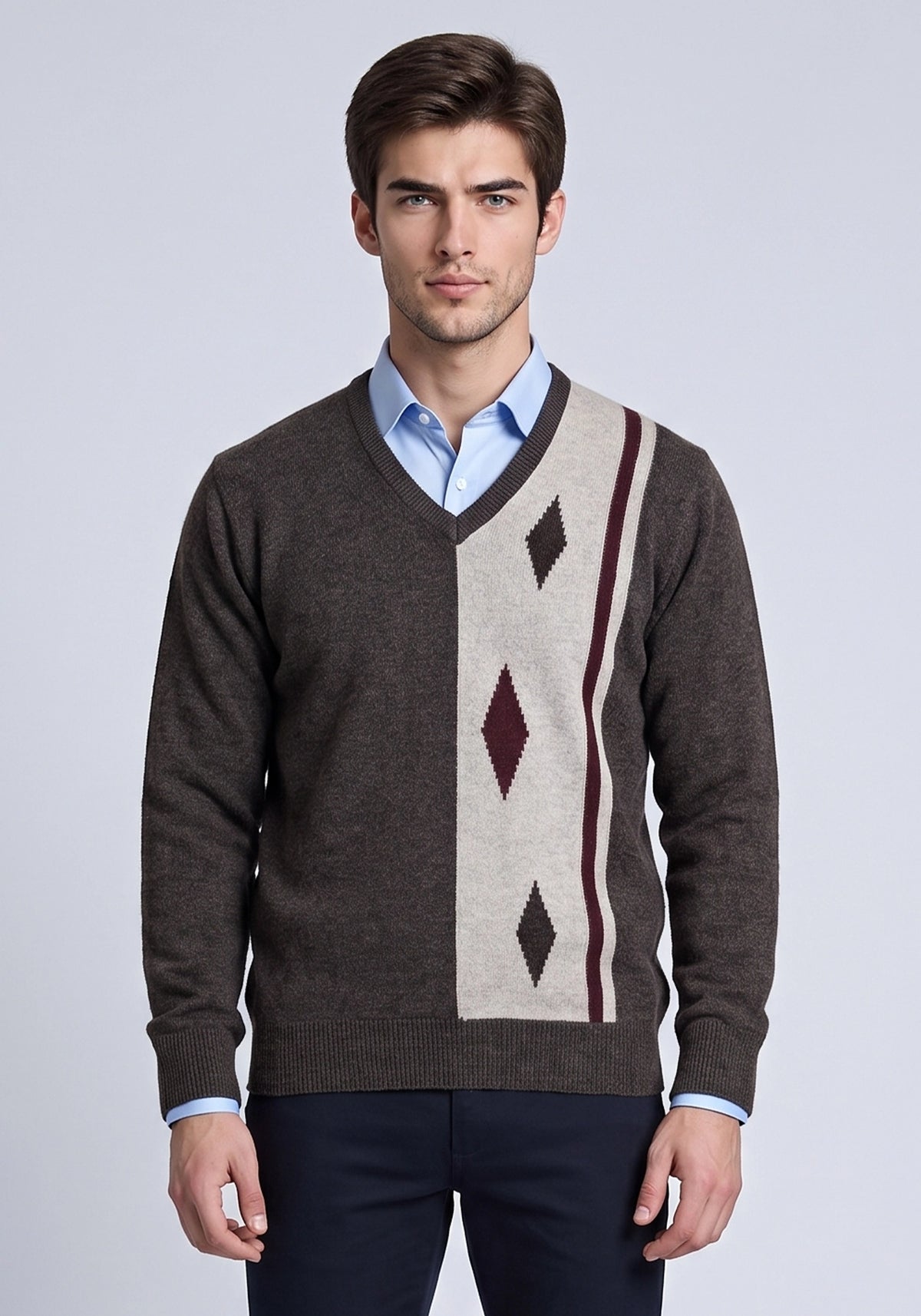 100% Lambswool Charcoal Brown Pullover