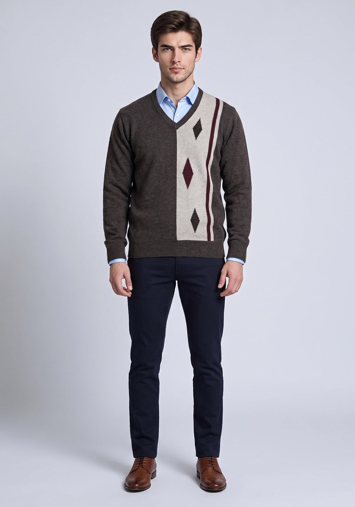 100% Lambswool Charcoal Brown Pullover
