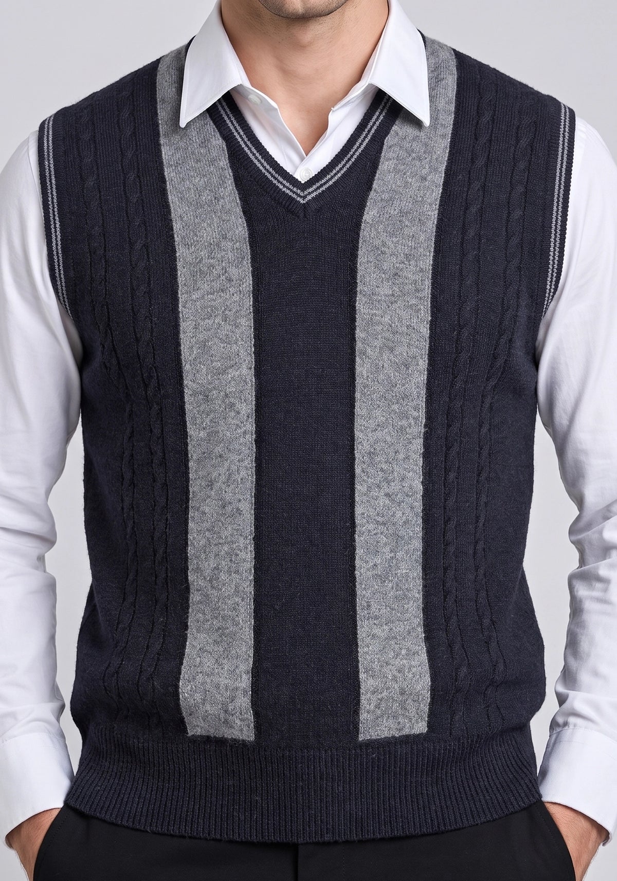 100% Lambswool N Blue Sleeveless