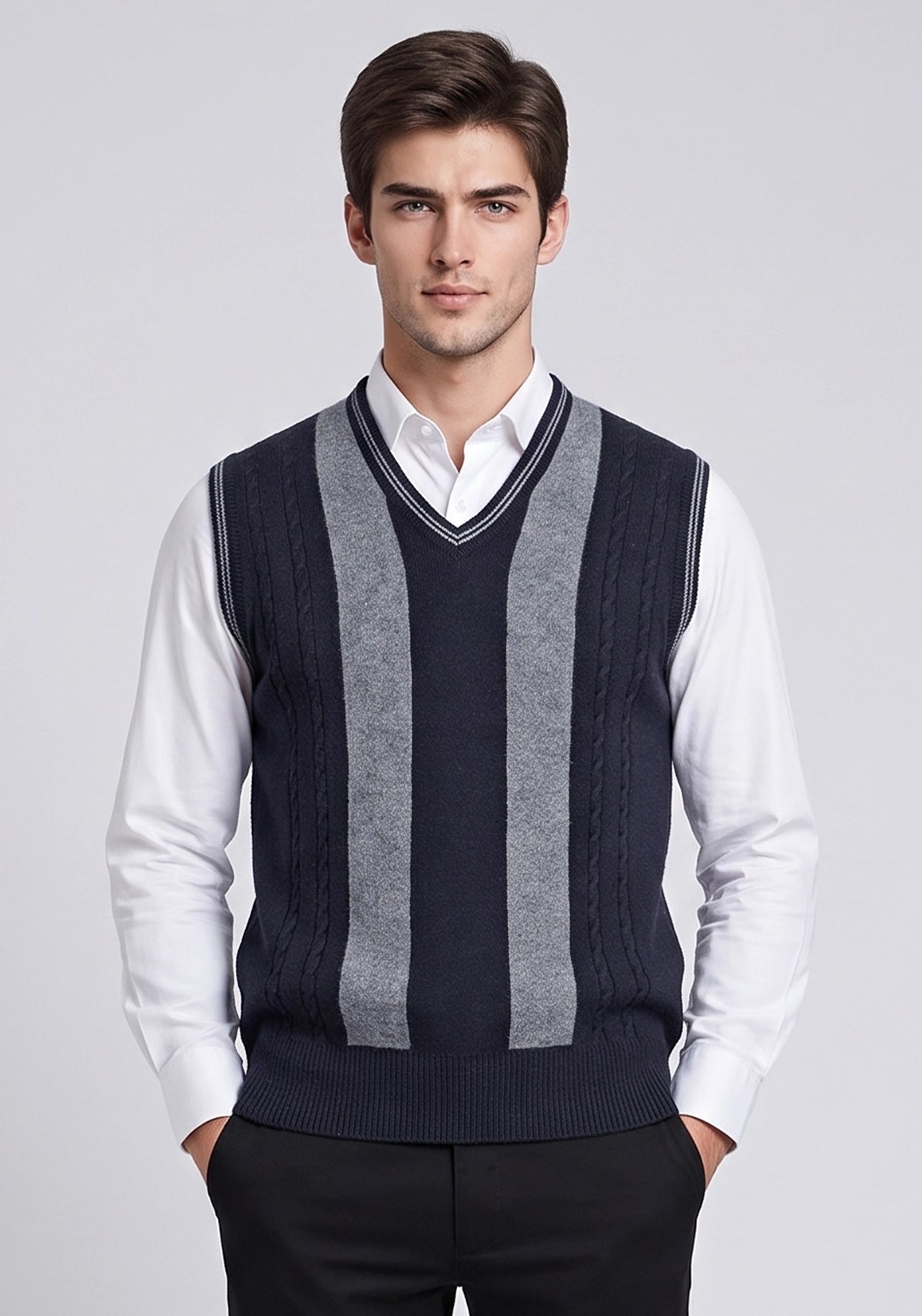 100% Lambswool N Blue Sleeveless