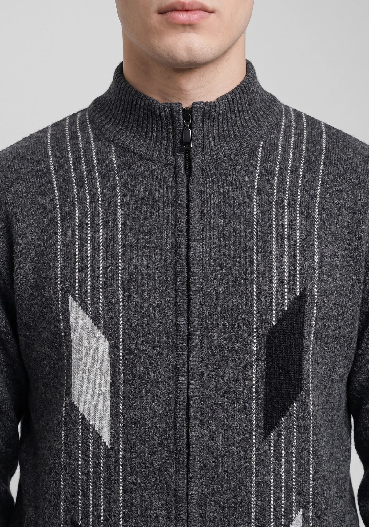 100% Lambswool Charcoal Zipper
