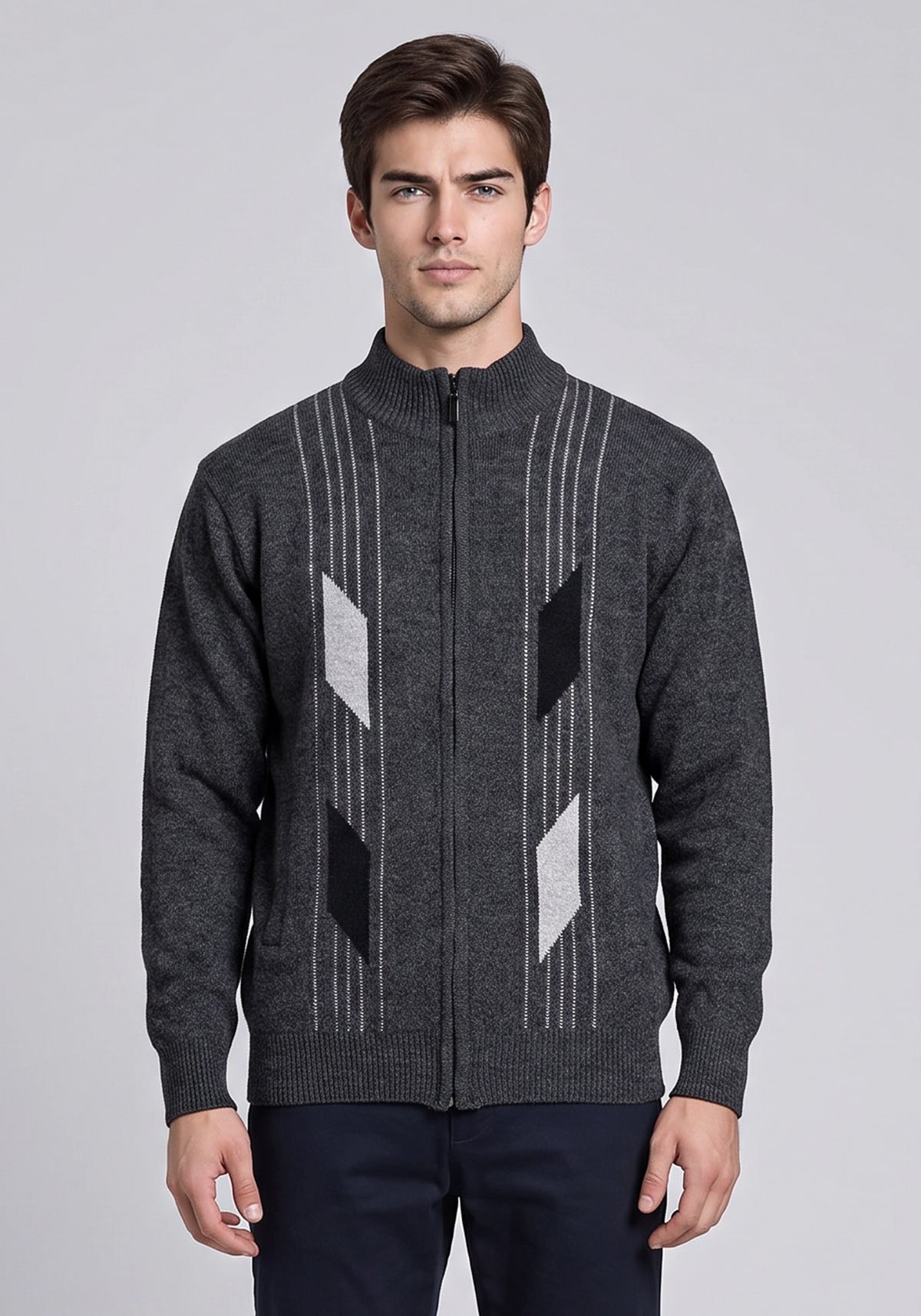 100% Lambswool Charcoal Zipper