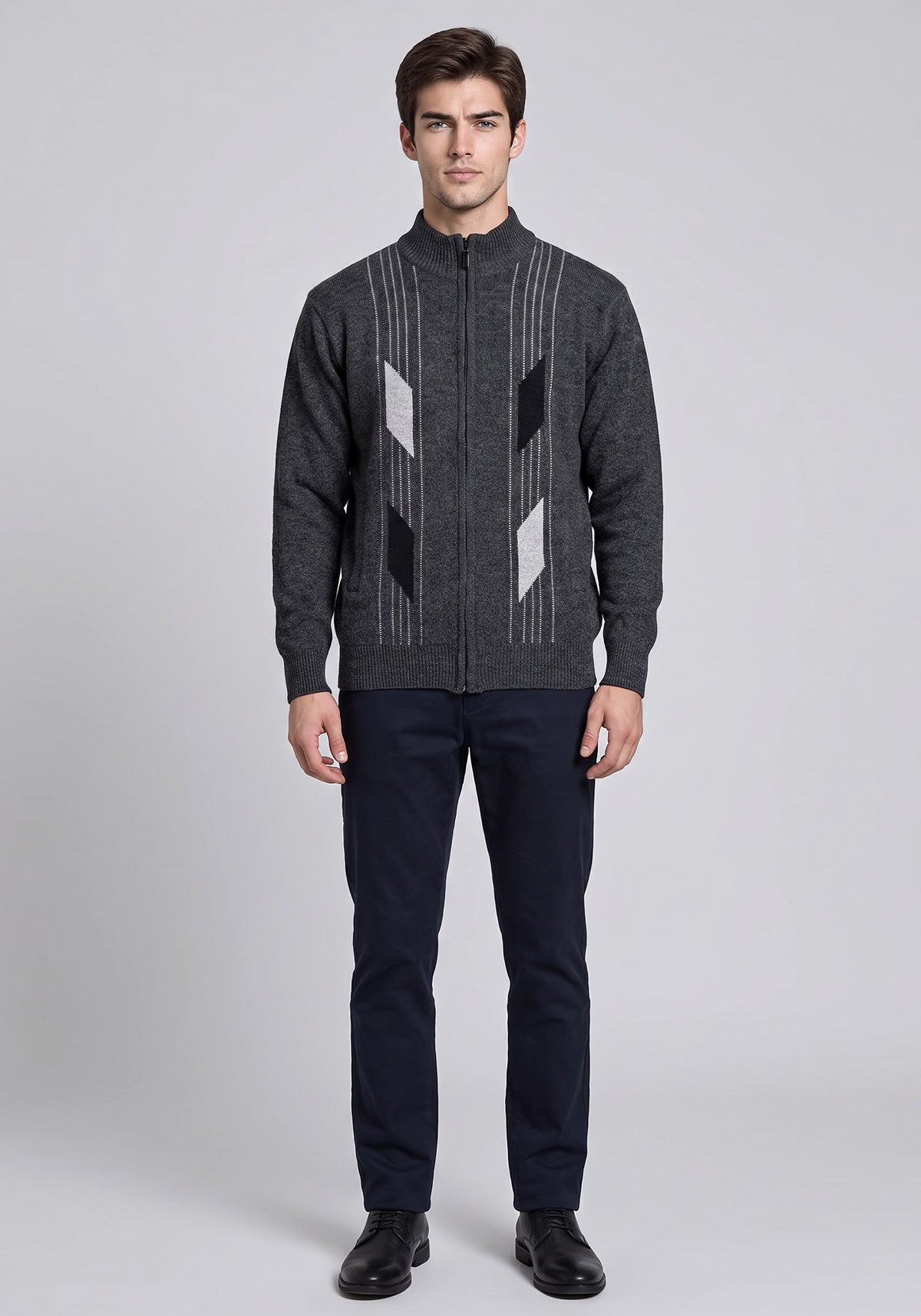 100% Lambswool Charcoal Zipper