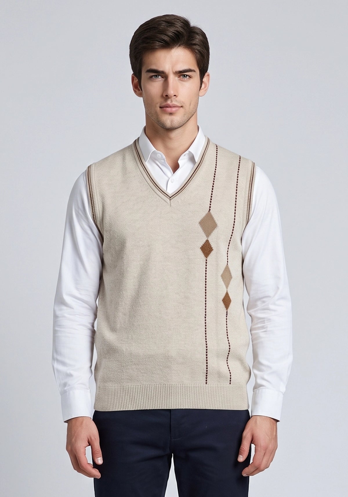100% Lambswool LT Beige Sleeveless