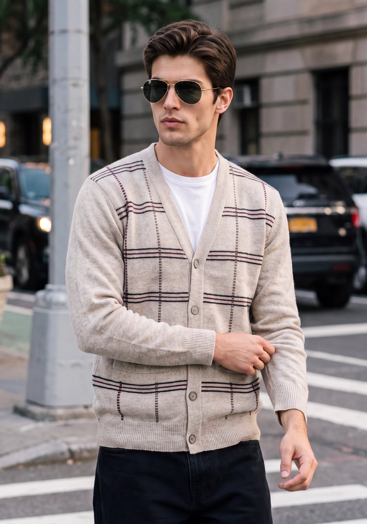 100% Lambswool Lt Beige Cardigan