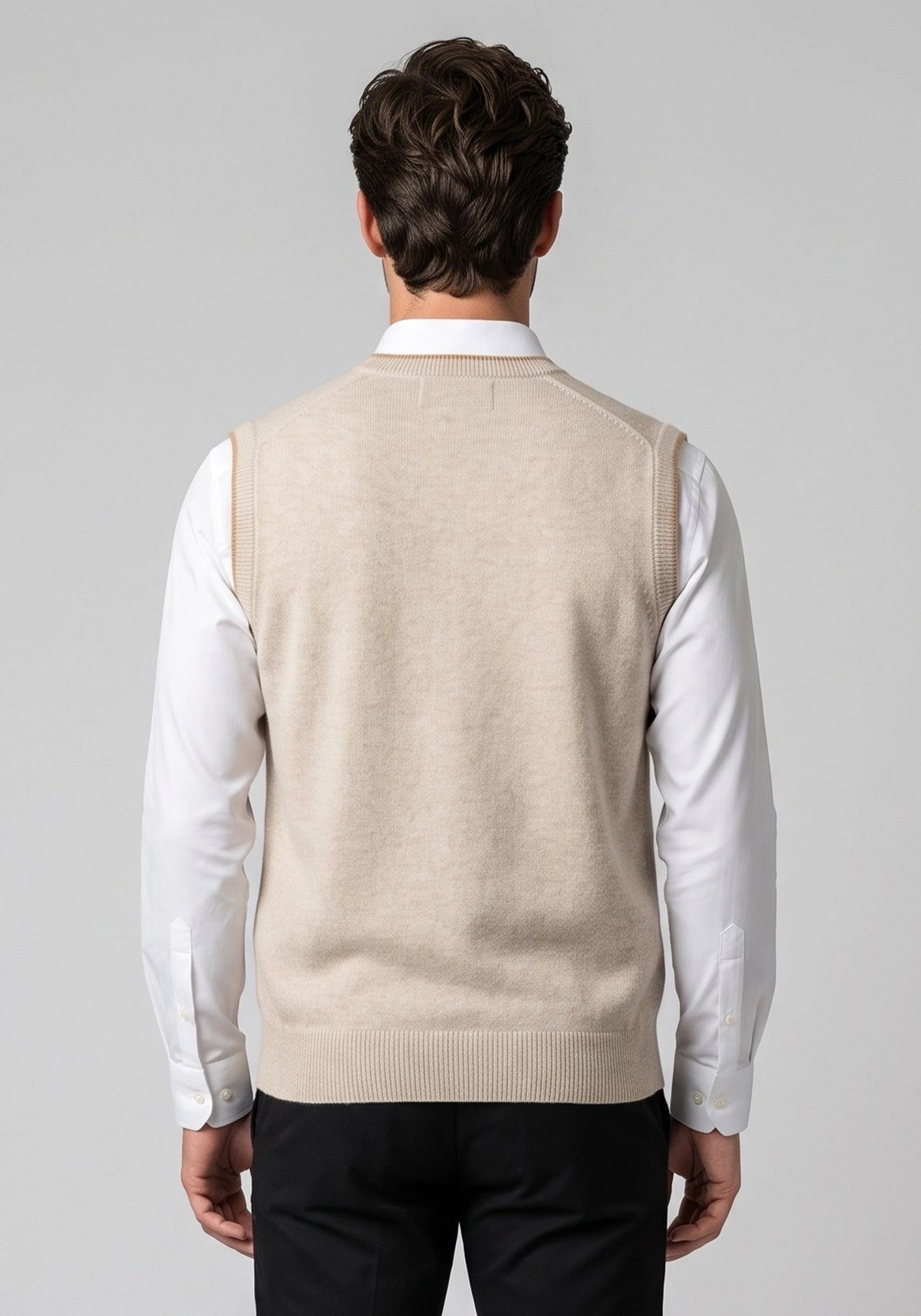 100% Lambswool Lt Beige Sleeveless