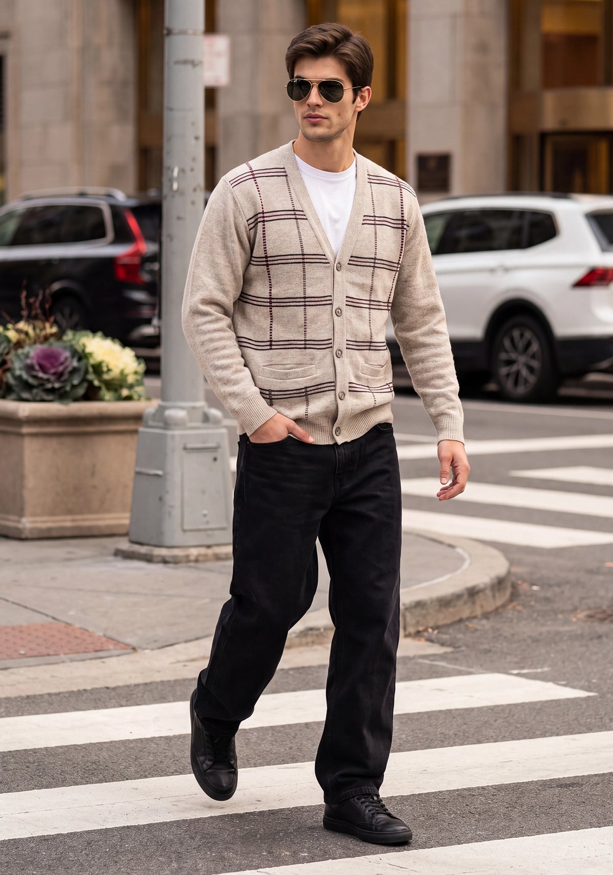 100% Lambswool Lt Beige Cardigan