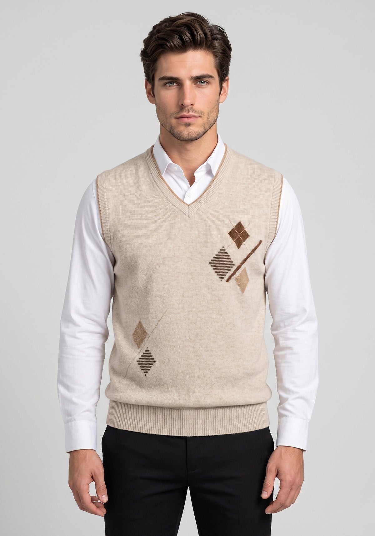 100% Lambswool Lt Beige Sleeveless