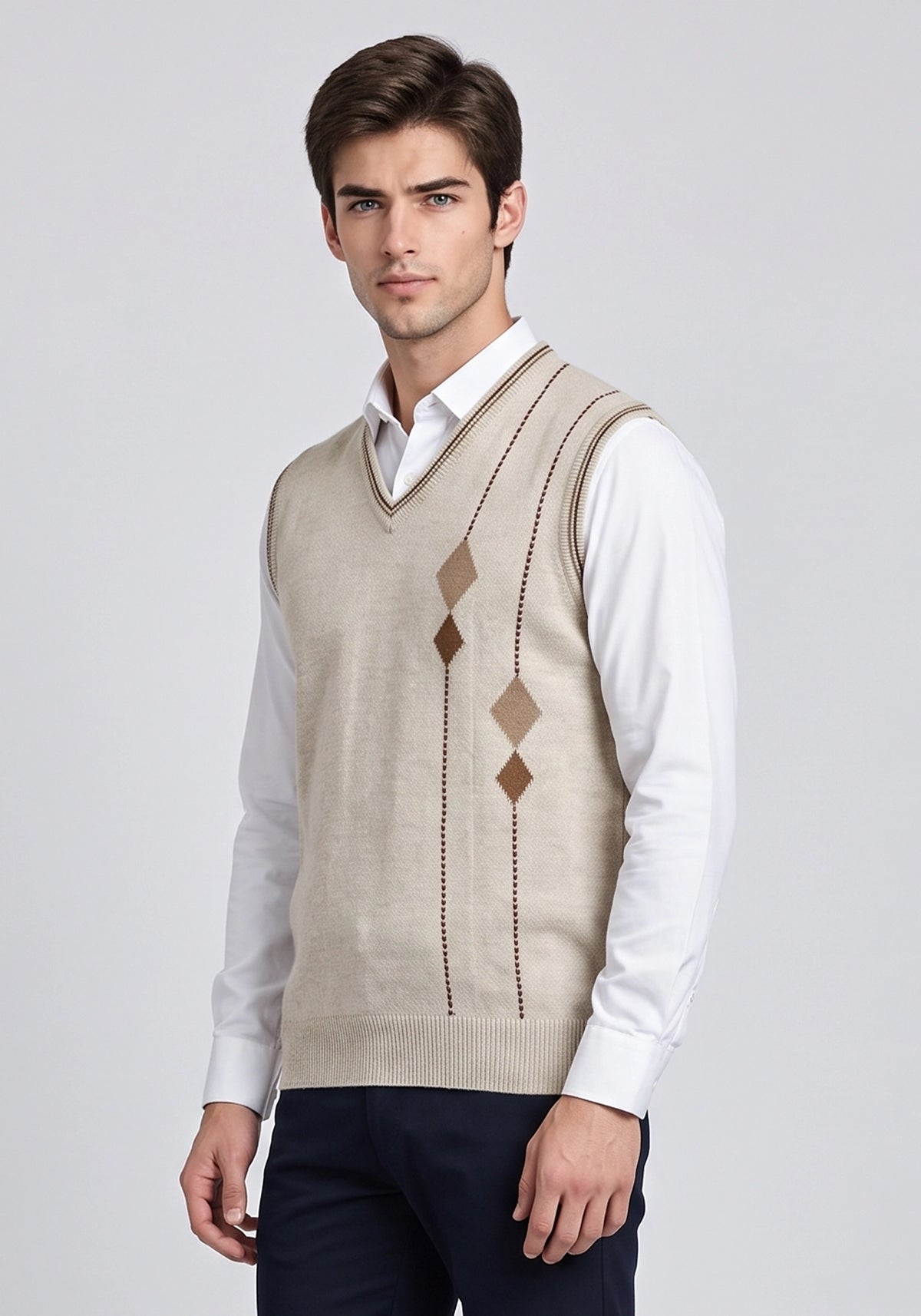 100% Lambswool LT Beige Sleeveless